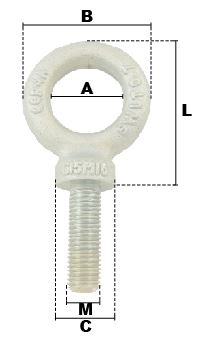 ANNEAU DE LEVAGE TIGE LONGUE M6 ZING.