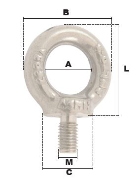 ANNEAU DE LEVAGE MALE M10 INOX 316