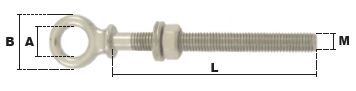 PITON-BOULON A ŒIL M6 x 40 mm INOX 316