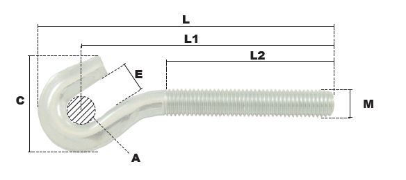 CROCHET DE TENDEUR DROIT M5 ZING.