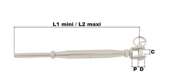 RIDOIR A SERTIR 1 CHAPE M6 POUR CABLE Ø 3 mm INOX 316