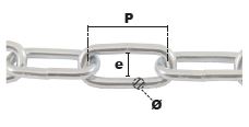 CHAINE LONGUE DIN 5685 C Ø 2,5 mm ZING. - CARTON 25 m.