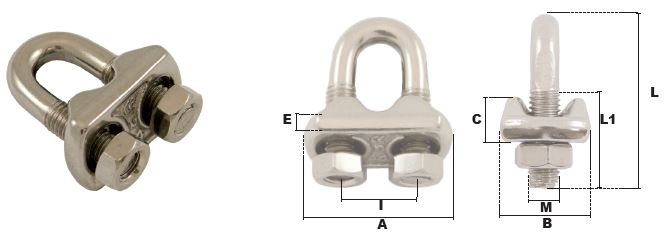 SERRE-CABLE A ETRIER ESTAMPE Ø 5 mm INOX 316