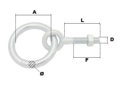 ANNEAU D'ECURIE A ECROU Ø 10 x 50 mm ZING.