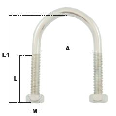 ETRIER POUR TUBE M10 x 108 mm ZING. (livré avec 2 écrous)