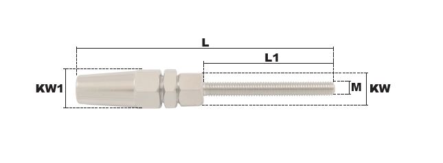 EMBOUT RAPIDE FILETE DROIT M6 POUR CABLE Ø 3 mm INOX 316